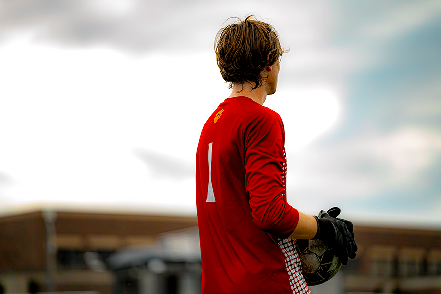 Liam Johnson in goal for the soccer team. Photo courtesy of: Avery Larson