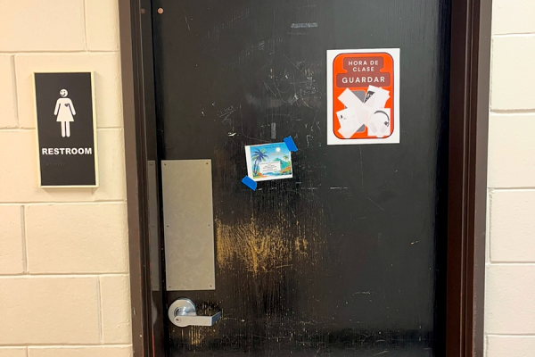 Second-floor Women's restroom locked due to misuse. Students are frustrated about the current policy and the bathroom use process.